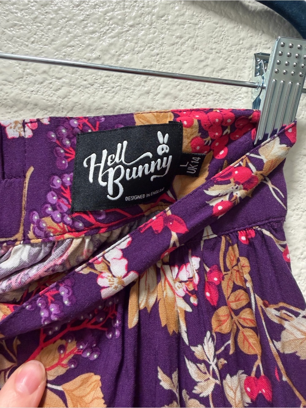 Hell Bunny Retro Style, Bold “Berry Crush” Floral Button-Front Skater Skirt - Picture 4 of 6